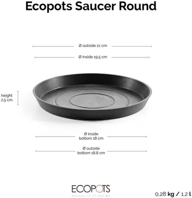 Ecopots Saucer Rond Donkergrijs Ø21 x H2,5 cm - afbeelding 4