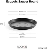 Ecopots Saucer Rond Donkergrijs Ø21 x H2,5 cm - afbeelding 4