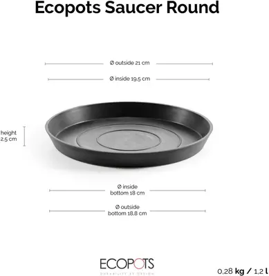 Ecopots Saucer Rond Donkergrijs Ø21 x H2,5 cm - afbeelding 8