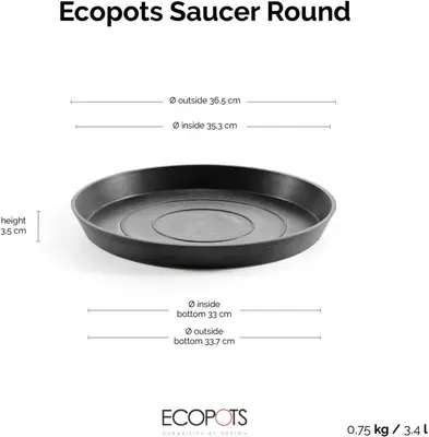 Ecopots Saucer Rond Donkergrijs Ø36,5 x H3,5 cm - afbeelding 7