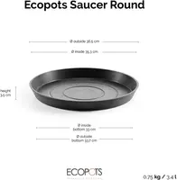 Ecopots Saucer Rond Donkergrijs Ø36,5 x H3,5 cm - afbeelding 7