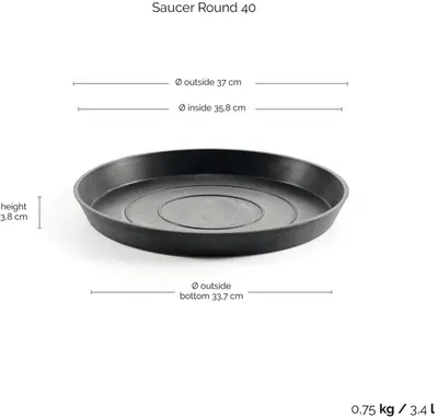 Ecopots Saucer Rond Donkergrijs Ø36,5 x H3,5 cm - afbeelding 3