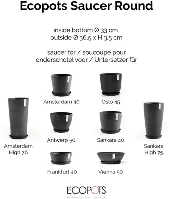 Ecopots Saucer Rond Donkergrijs Ø36,5 x H3,5 cm - afbeelding 5
