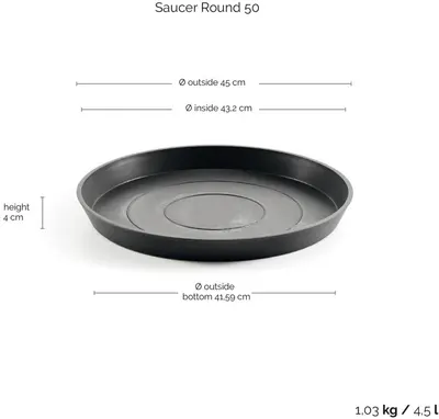 Ecopots Saucer Rond Donkergrijs Ø44,5 x H3,5 cm - afbeelding 3