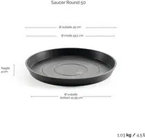 Ecopots Saucer Rond Donkergrijs Ø44,5 x H3,5 cm - afbeelding 3