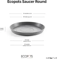 Ecopots Saucer Rond Grijs Ø21 x H2,5 cm - afbeelding 3