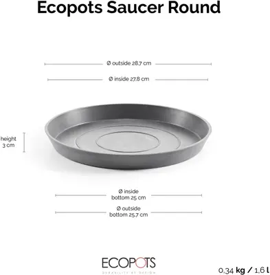 Ecopots Saucer Rond Grijs Ø28,7 x H8,3 cm - afbeelding 7