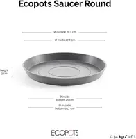 Ecopots Saucer Rond Grijs Ø28,7 x H8,3 cm - afbeelding 7