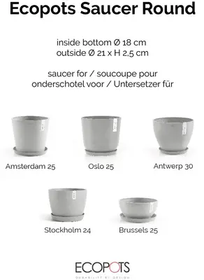 Ecopots Saucer Rond Witgrijs Ø21 x H2,5 cm - afbeelding 6