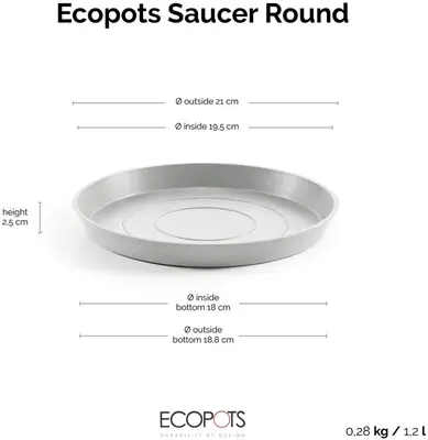 Ecopots Saucer Rond Witgrijs Ø21 x H2,5 cm - afbeelding 3