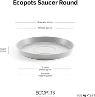 Ecopots Saucer Rond Witgrijs Ø36,5 x H3,5 cm - afbeelding 6