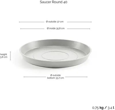 Ecopots Saucer Rond Witgrijs Ø36,5 x H3,5 cm - afbeelding 3