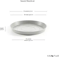 Ecopots Saucer Rond Witgrijs Ø36,5 x H3,5 cm - afbeelding 3