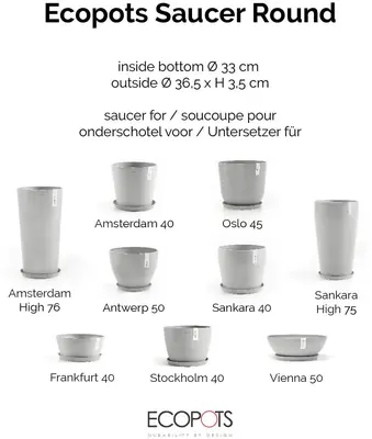 Ecopots Saucer Rond Witgrijs Ø36,5 x H3,5 cm - afbeelding 5