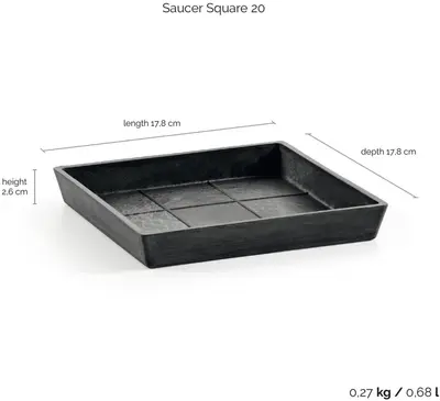 Ecopots Saucer Square Donkergrijs L18 x B18 x H2,5 cm - afbeelding 3