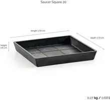 Ecopots Saucer Square Donkergrijs L18 x B18 x H2,5 cm - afbeelding 3