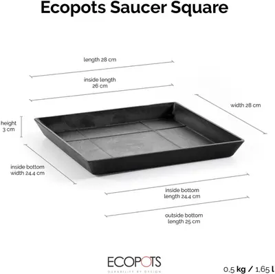 Ecopots Saucer Square Donkergrijs L28 x B28 x H3 cm - afbeelding 5