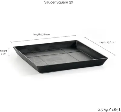Ecopots Saucer Square Donkergrijs L28 x B28 x H3 cm - afbeelding 3