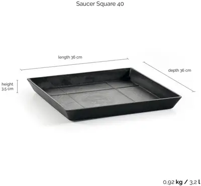 Ecopots Saucer Square Donkergrijs L35,5 x B35,5 x H3,5 cm - afbeelding 3