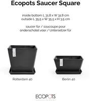 Ecopots Saucer Square Donkergrijs L35,5 x B35,5 x H3,5 cm - afbeelding 4