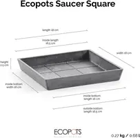 Ecopots Saucer Square Grijs L18 x B18 x H2,5 cm - afbeelding 5