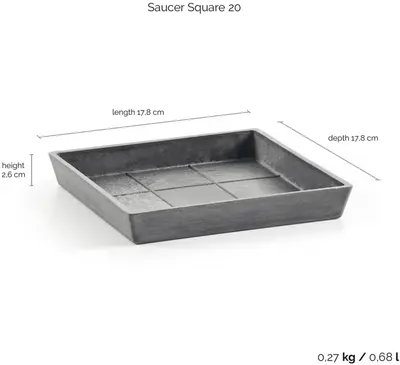 Ecopots Saucer Square Grijs L18 x B18 x H2,5 cm - afbeelding 3