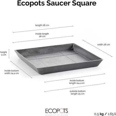 Ecopots Saucer Square Grijs L28 x B28 x H3 cm - afbeelding 5
