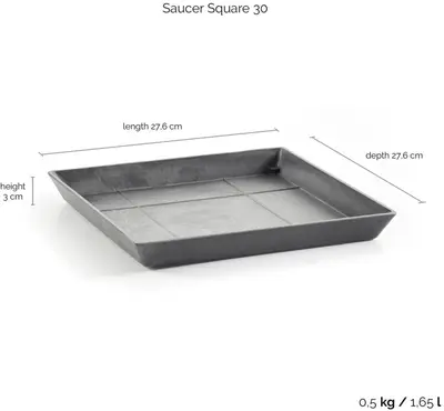 Ecopots Saucer Square Grijs L28 x B28 x H3 cm - afbeelding 3