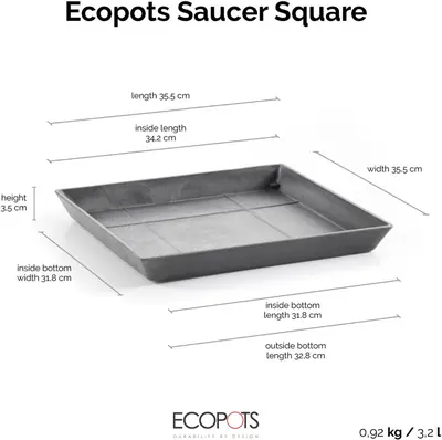 Ecopots Saucer Square Grijs L35,5 x B35,5 x H3,5 cm - afbeelding 5