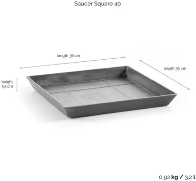 Ecopots Saucer Square Grijs L35,5 x B35,5 x H3,5 cm - afbeelding 3