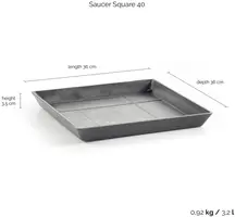 Ecopots Saucer Square Grijs L35,5 x B35,5 x H3,5 cm - afbeelding 3