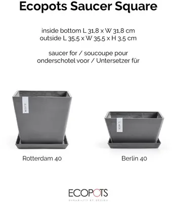 Ecopots Saucer Square Grijs L35,5 x B35,5 x H3,5 cm - afbeelding 4