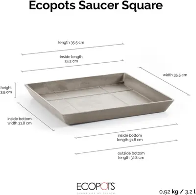 Ecopots Saucer Square Taupe L35,5 x B35,5 x H3,5 cm - afbeelding 5