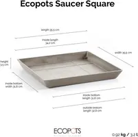 Ecopots Saucer Square Taupe L35,5 x B35,5 x H3,5 cm - afbeelding 5