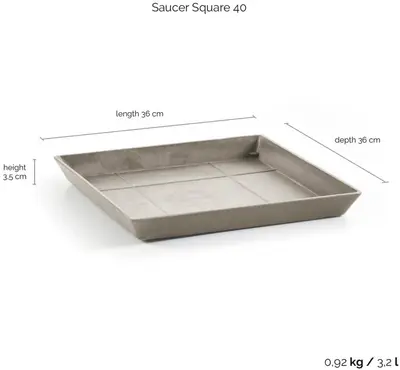 Ecopots Saucer Square Taupe L35,5 x B35,5 x H3,5 cm - afbeelding 3