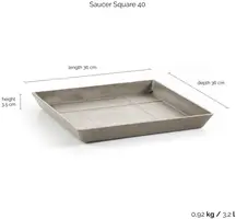 Ecopots Saucer Square Taupe L35,5 x B35,5 x H3,5 cm - afbeelding 3