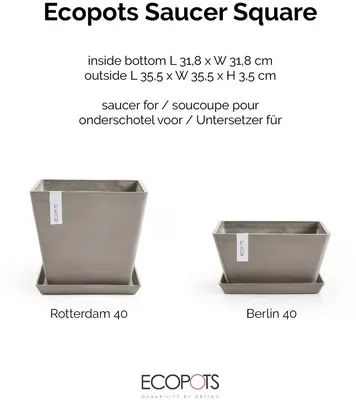 Ecopots Saucer Square Taupe L35,5 x B35,5 x H3,5 cm - afbeelding 4