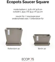 Ecopots Saucer Square Taupe L35,5 x B35,5 x H3,5 cm - afbeelding 4