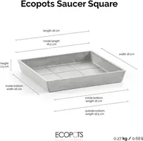 Ecopots Saucer Square Witgrijs L18 x B18 x H2,5 cm - afbeelding 5