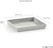 Ecopots Saucer Square Witgrijs L18 x B18 x H2,5 cm - afbeelding 3