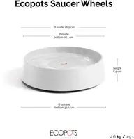 Ecopots Saucer Wheels Oslo Puurwit Ø30,2 x H8,5 cm - afbeelding 8