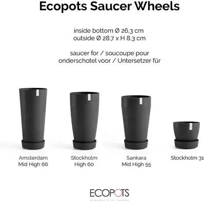 Ecopots Saucer Wheels Rond Donkergrijs Ø28,7 x H8,3 cm - afbeelding 7