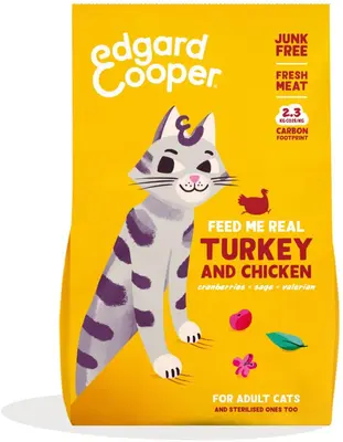 Edgard & Cooper Adult Kalkoen & Kip - Kattenvoer - 2 kg - afbeelding 1