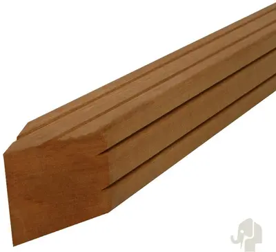 Elephant geschaafde paal Bangkirai hardhout 275cm 90x90mm 4-zijdig V-groeven en gepunt - afbeelding 1