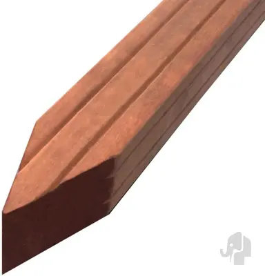 Elephant geschaafde paal Kapur hardhout 70x70mm 4-zijdig V-groeven en gepunt 3,05m - afbeelding 1