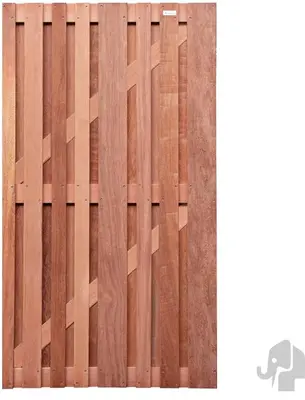 Elephant hardhout FSC tuindeur "Stripes" recht 16 latten 15mm 45x1000x1800mm glad - afbeelding 1