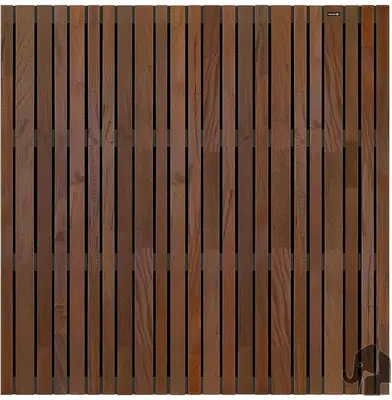 Elephant hardhout FSC tuinscherm "mix stripes" recht 4,5x180x180cm glad / rvs  - afbeelding 2