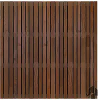 Elephant hardhout FSC tuinscherm "mix stripes" recht 4,5x180x180cm glad / rvs  - afbeelding 2