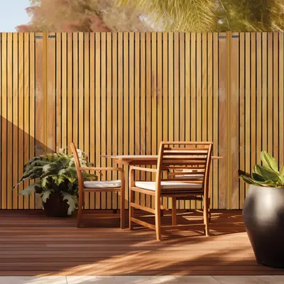 Elephant hardhout FSC tuinscherm "stripes black" recht 4,5x180x180cm glad / rvs - afbeelding 8