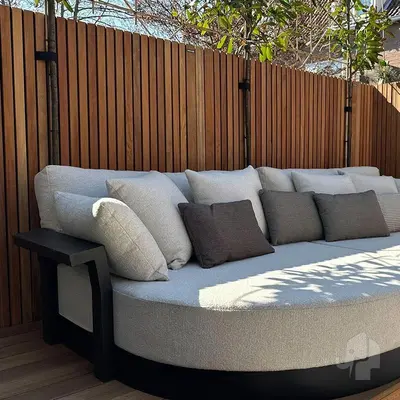 Elephant hardhout FSC tuinscherm "stripes black" recht 4,5x180x180cm glad / rvs - afbeelding 5
